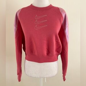 New! NIKE pink TRIPLE Swoosh Crop SWEATSHIRT Size XS